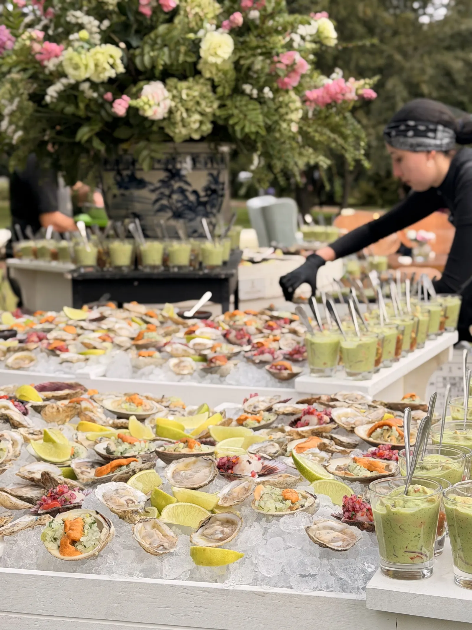 Estación gastronómica de mariscos y aperitivos
